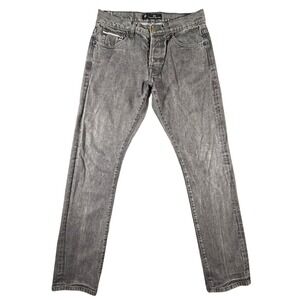 Combatant Gentlemen Mens 32x33 Slim‎ Grey Selvedge Denim Button Fly Jeans Pants